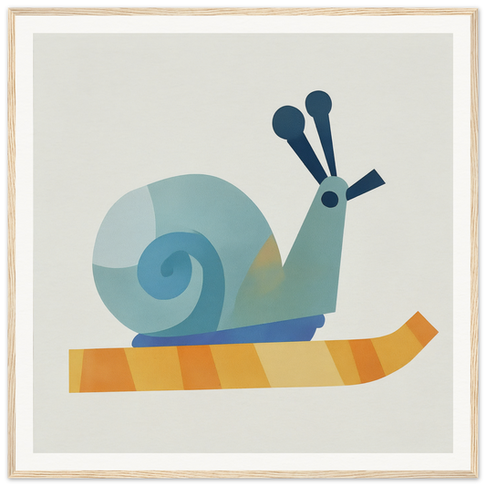 Blue snail with long antennae on orange surface in Spiral Dreams Voyage product