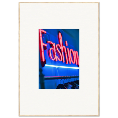 Neon pink Fashion sign above clothing rack in a stylish room decoration for chrome dreams