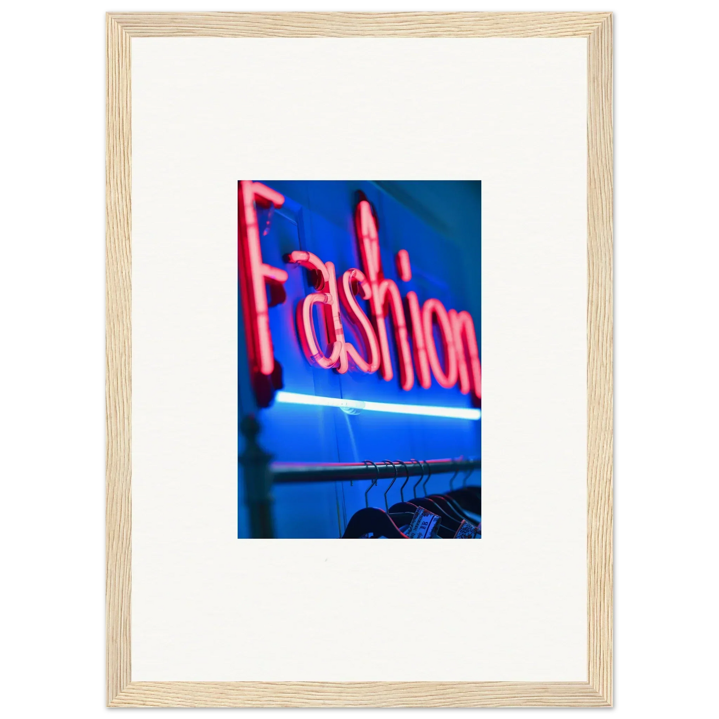 Neon pink Fashion sign on blue, perfect for Chrome Dreams room decoration canvas print