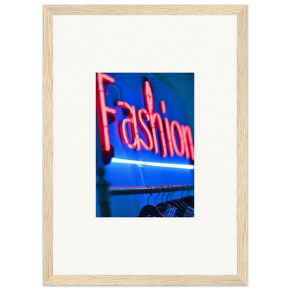 Neon pink Fashion sign on blue, perfect for Chrome Dreams room decoration canvas print