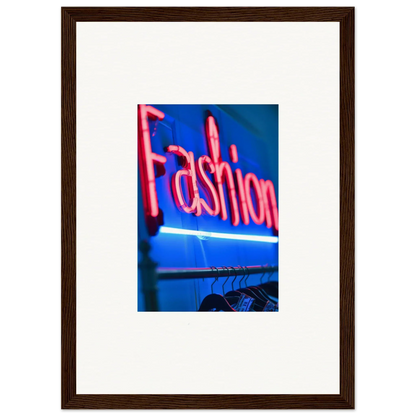 Bright pink neon Fashion sign on blue, perfect for chrome dreams room decoration