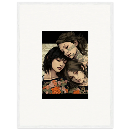 Portrait of three dark-haired women in Splendid Daze Flowing against a floral backdrop