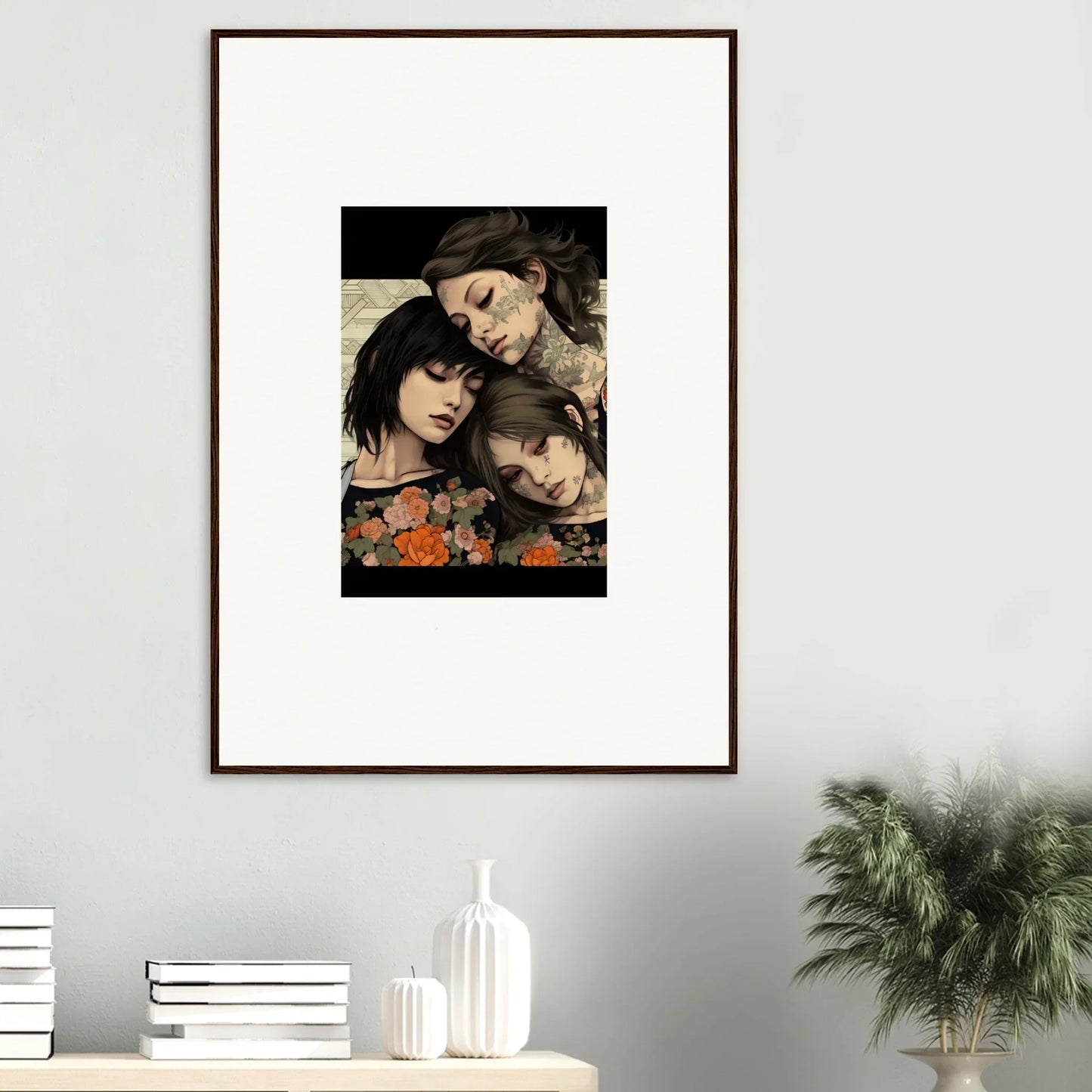 Framed portrait of three women with floral accents from Splendid Daze Flowing