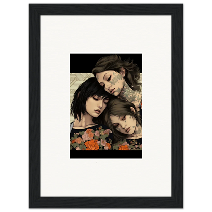 Framed artwork of three women with flowers in Splendid Daze Flowing design