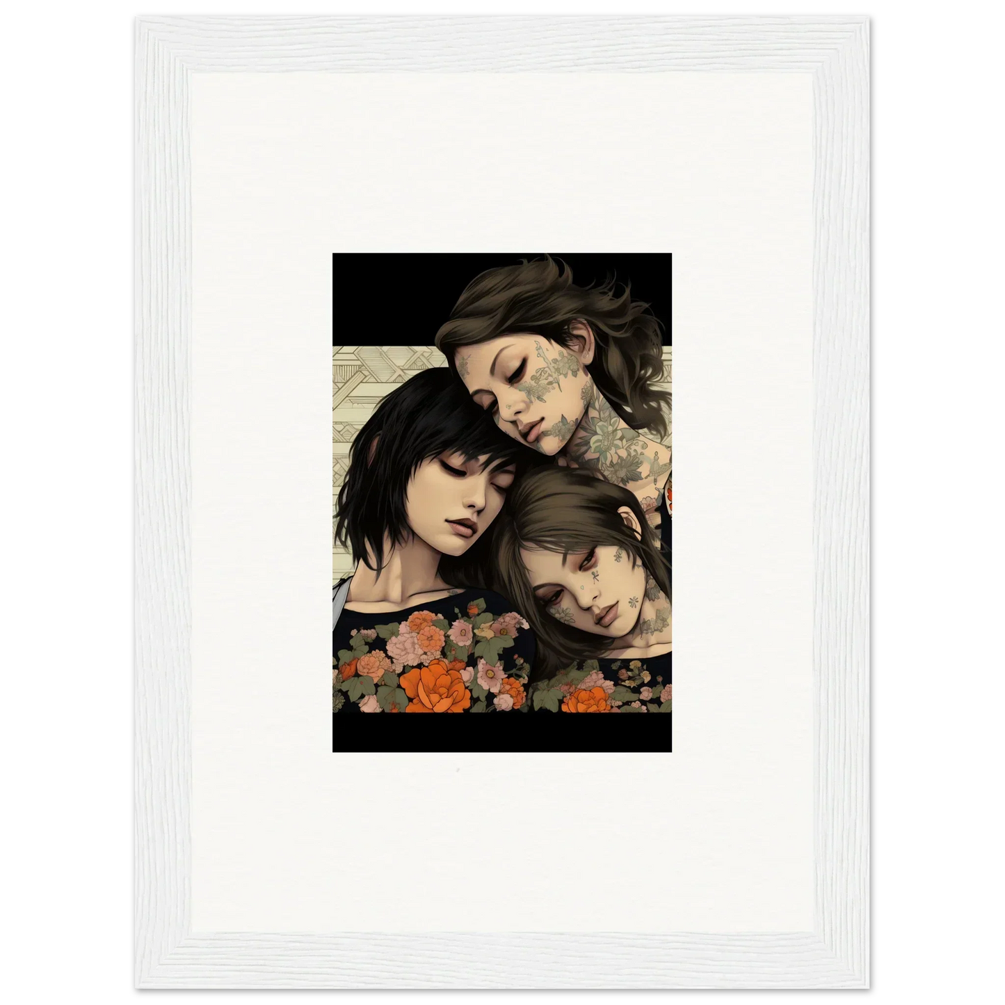 Framed artwork of three women with flowers, perfect for Splendid Daze Flowing vibe