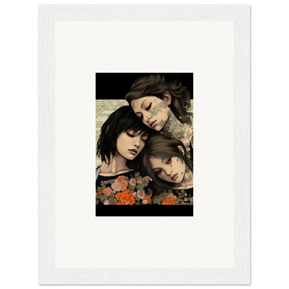 Framed artwork of three women with flowers, perfect for Splendid Daze Flowing vibe