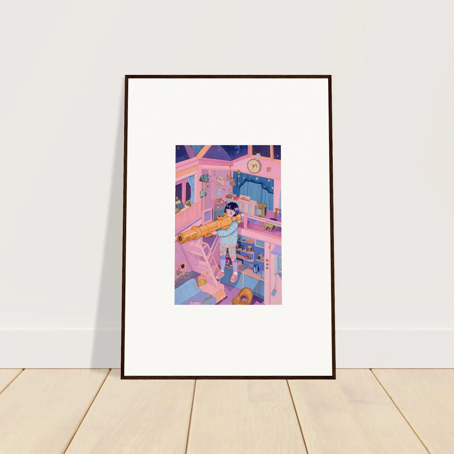 Colorful canvas print of a whimsical interior scene for fun room decoration