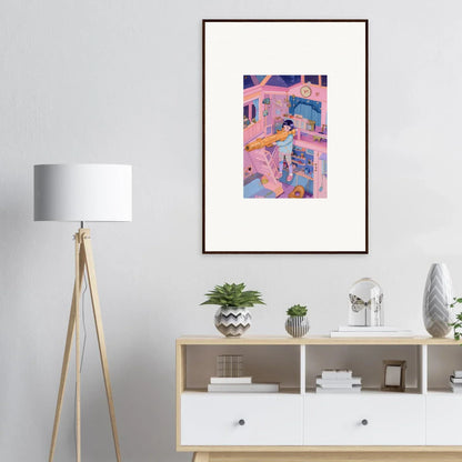 Vibrant pink and blue abstract canvas print for stylish room decoration wall art