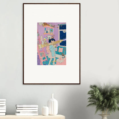 Colorful canvas print of a whimsical person in a bedroom, perfect room decoration