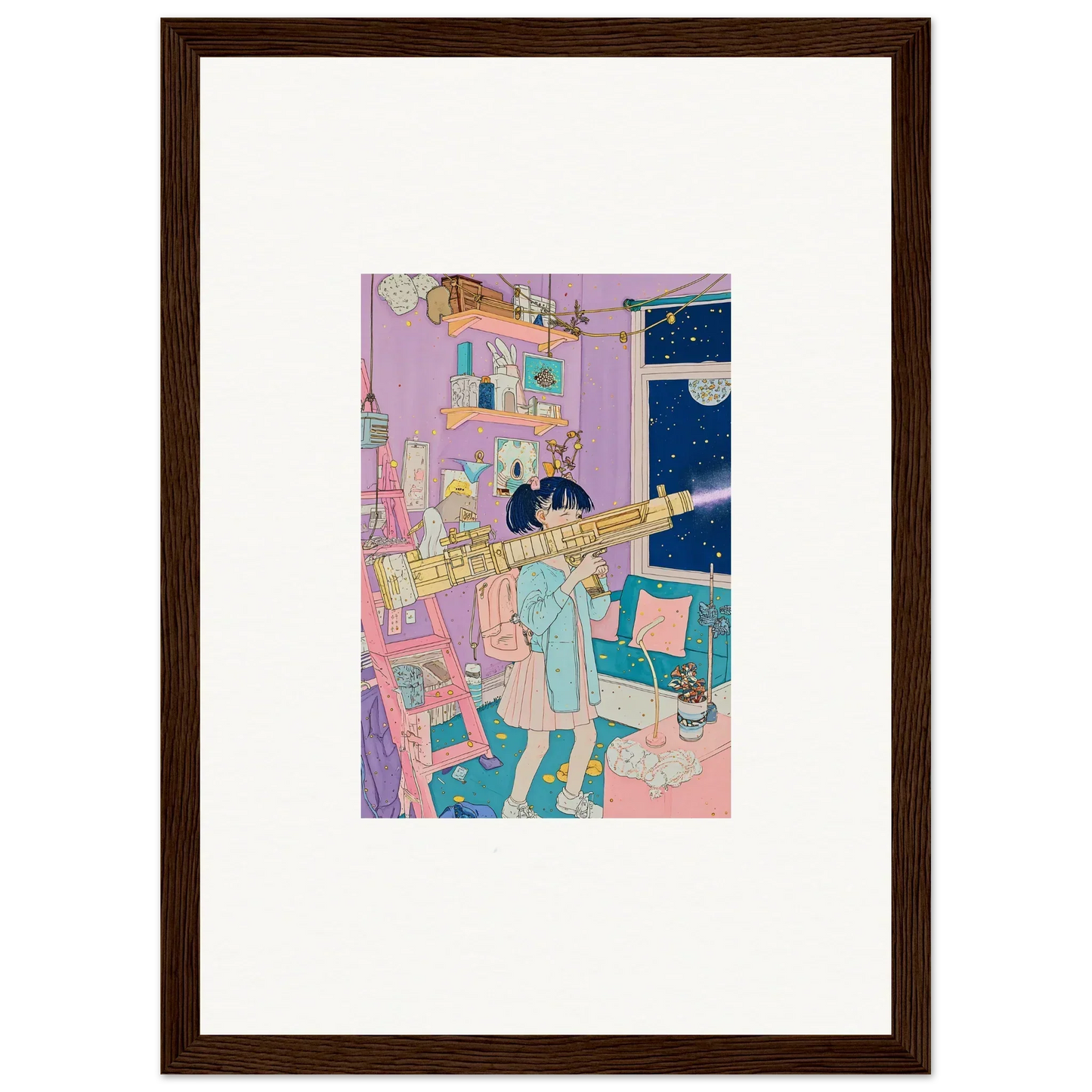 Colorful canvas print of an anime character playing trumpet for cool room decoration