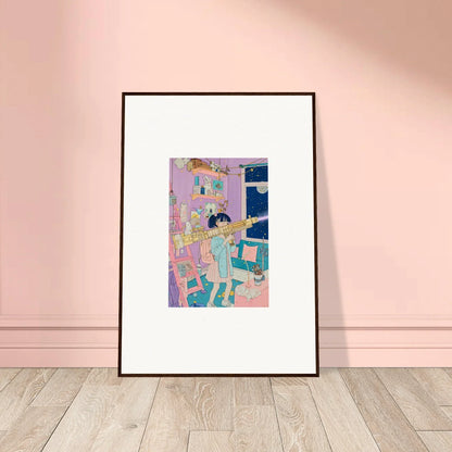 Framed canvas print of a whimsical bedroom scene for lost sight room decoration