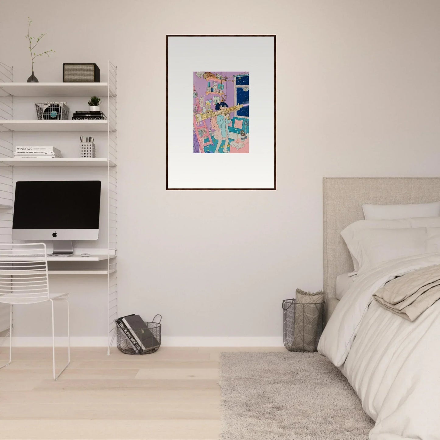 Framed abstract canvas print with colorful shapes, perfect for room decoration and lost sight vibes