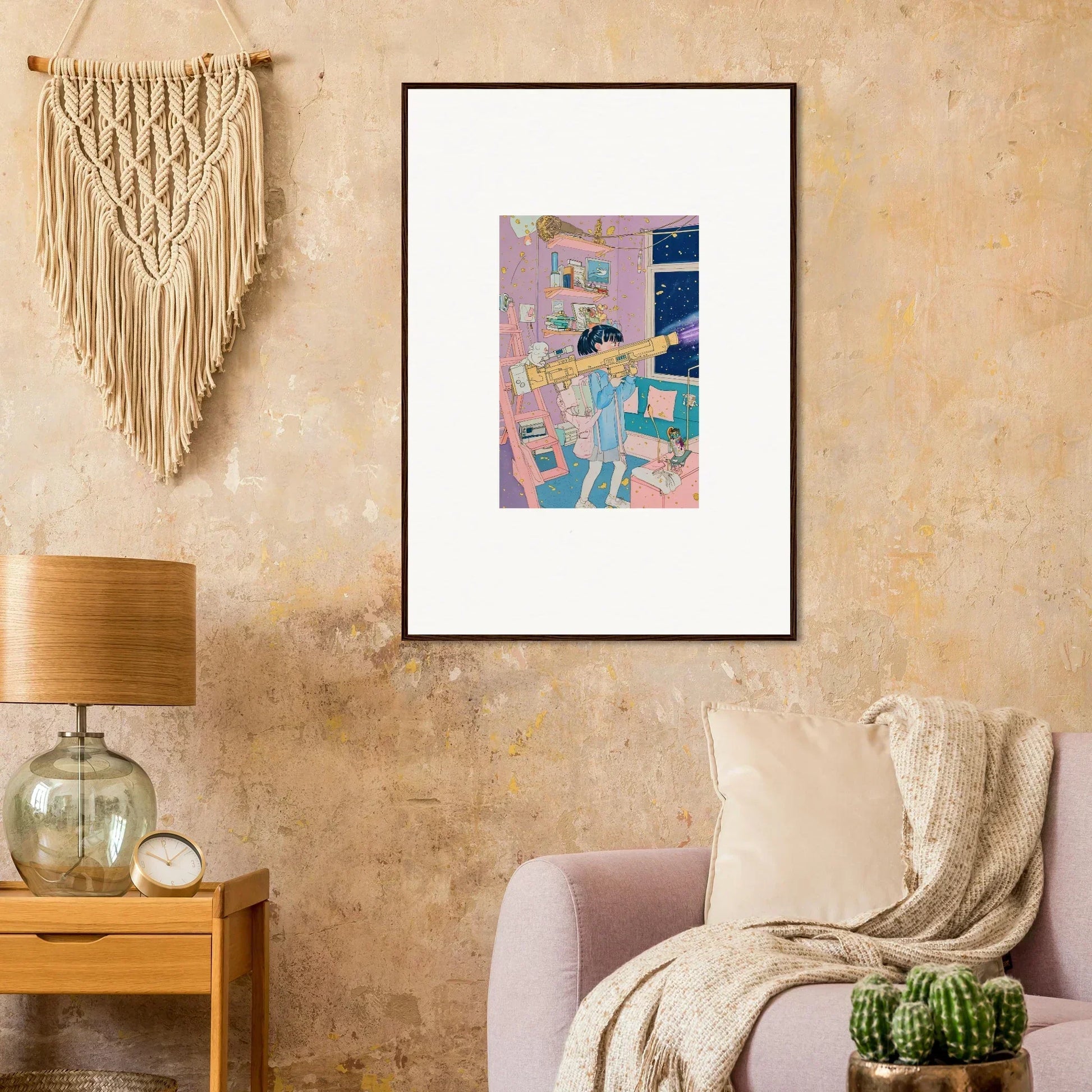 Framed canvas print of a figure by the window, perfect for poetry landscapes room decoration