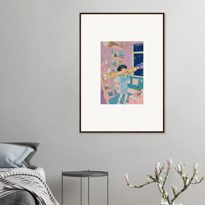 Colorful canvas print of a person in pajamas, perfect for cozy room decoration