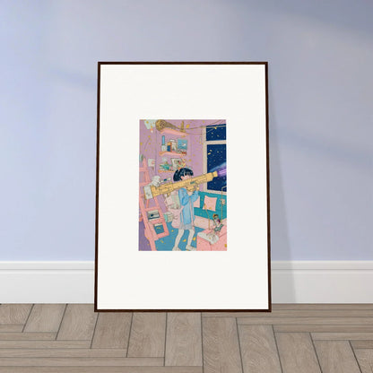 Framed canvas print of a colorful person in a bedroom for unique room decoration