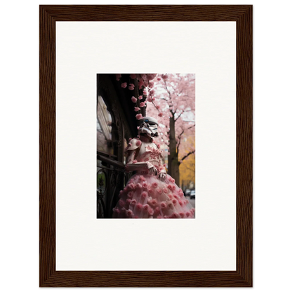 Cherry blossoms in soft pink hues framing the Stormtrooper Sakura Dream art piece