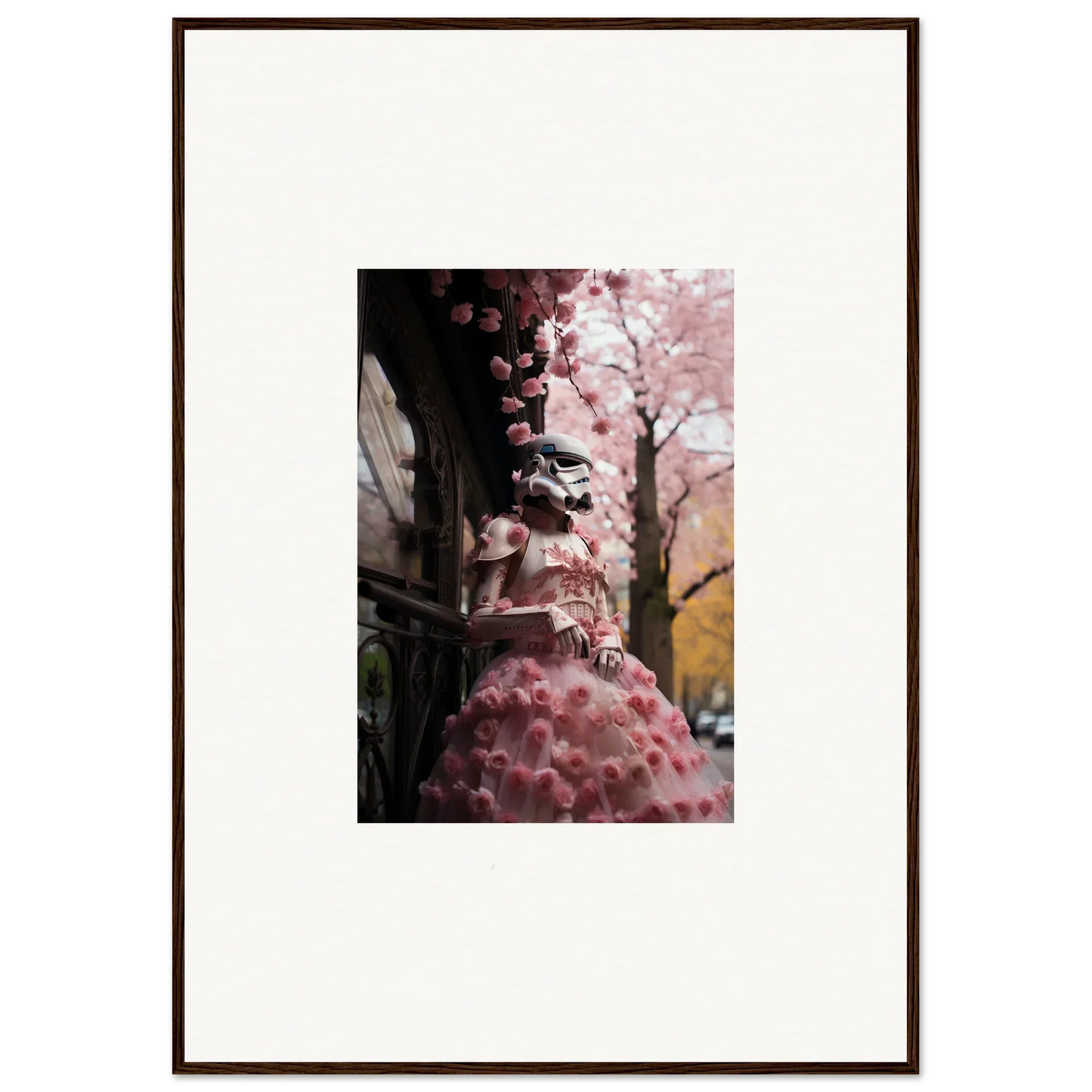 Pink cherry blossoms cascading down in Stormtrooper Sakura Dream special edition art™