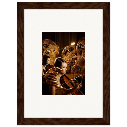 Framed canvas print of a person with golden robotic elements, perfect for mint murmurs room decoration