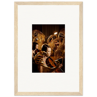 Framed canvas print of a person with golden robotics, perfect for mint murmurs room decoration