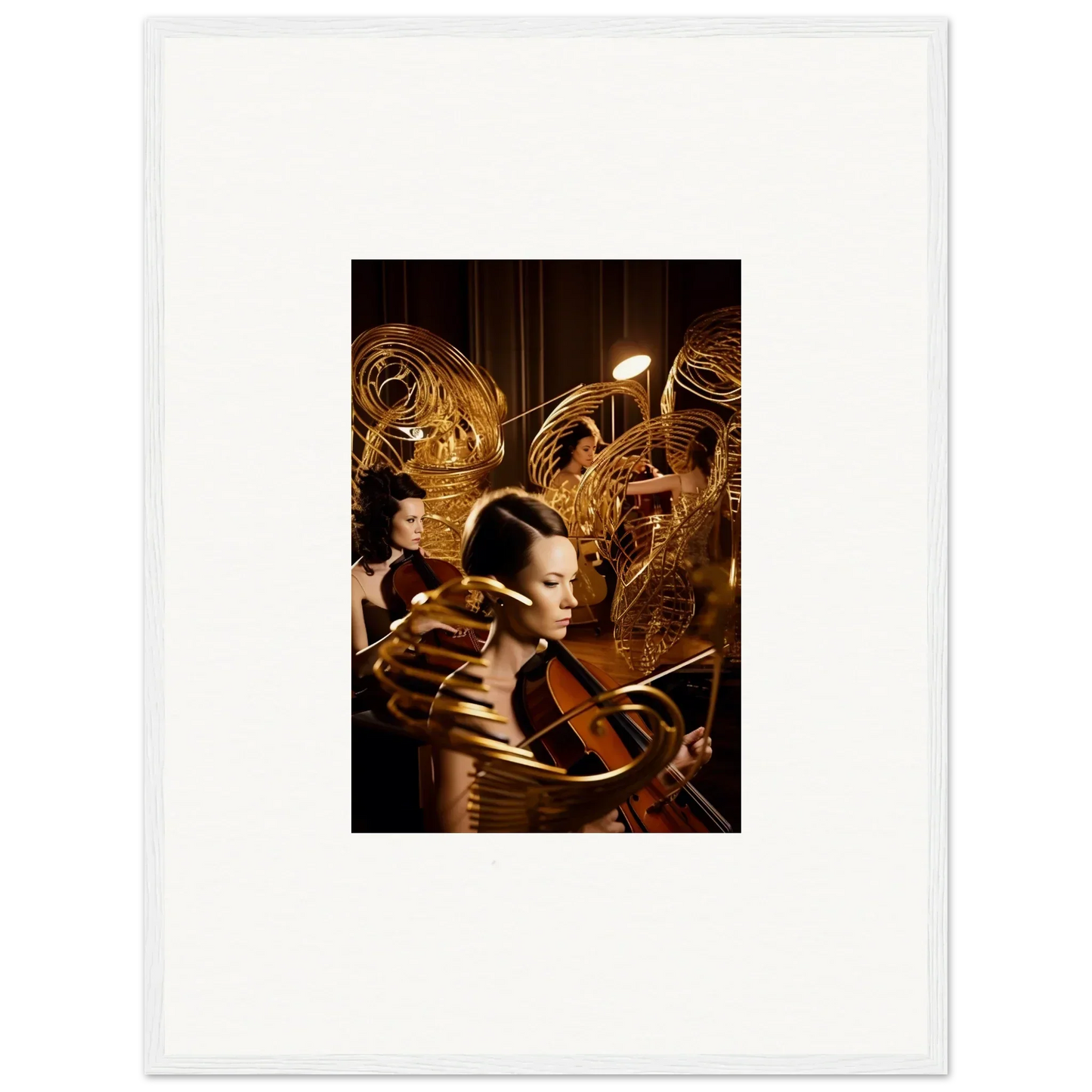 Person in a golden room with clockwork, perfect for Mint Murmurs canvas print decor