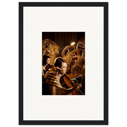 Framed canvas print of a person with golden mechanical details for mint murmurs room decoration