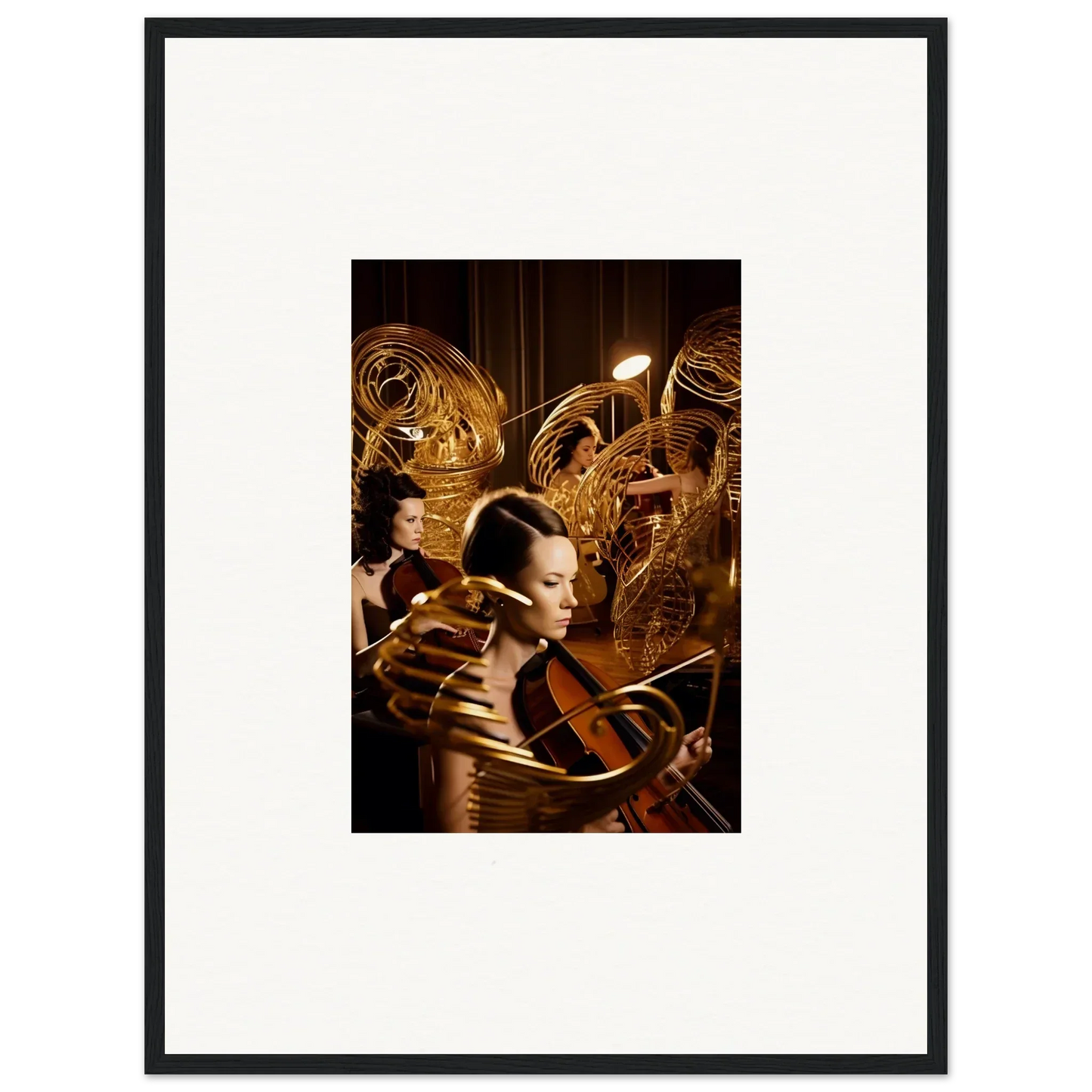 Framed canvas print of a person with golden clockwork, perfect for mint murmurs room decoration