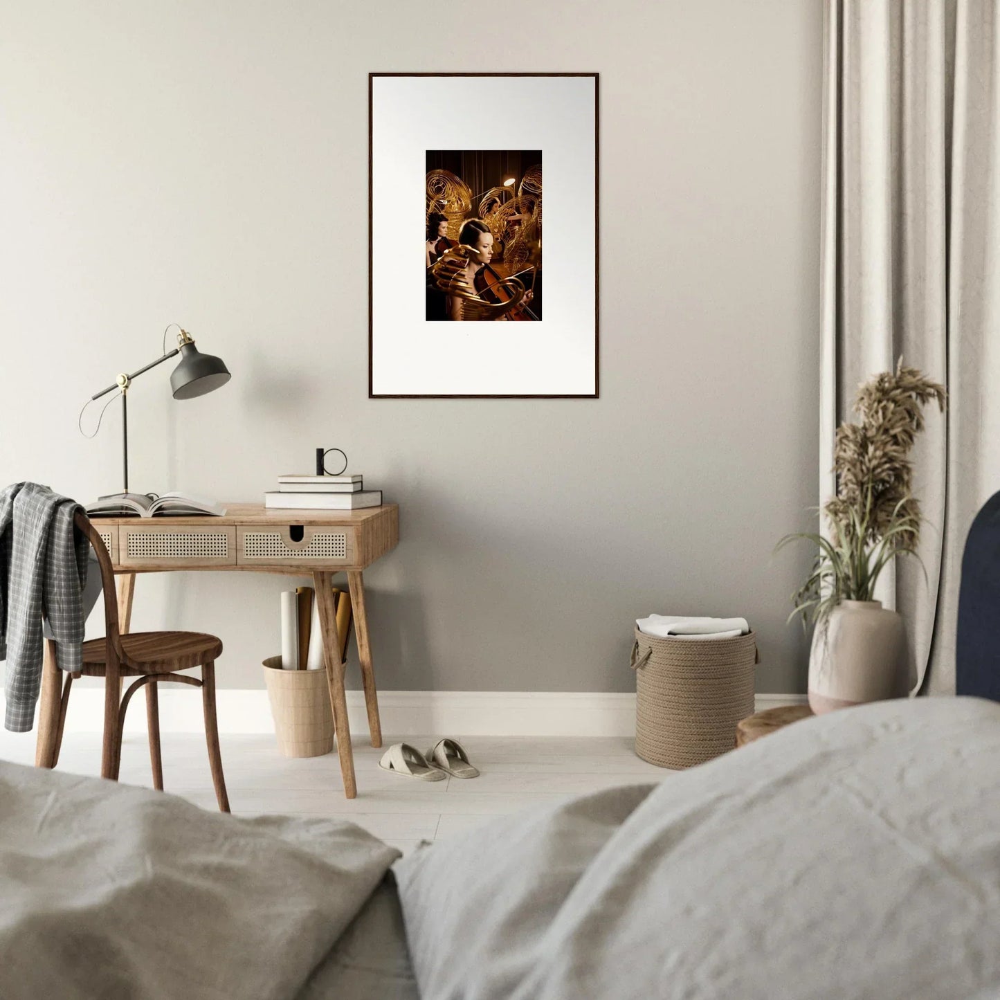 Framed golden classical scene canvas print perfect for mint murmurs room decoration