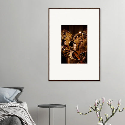 Framed canvas print of dramatic figures in warm light, perfect for mint murmurs room decoration