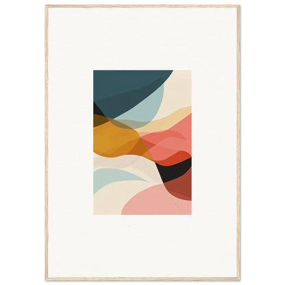 Abstract wall art with overlapping curved shapes in muted colors for stylish room decoration