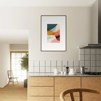 Abstract geometric wall art in muted colors for trendy room decoration