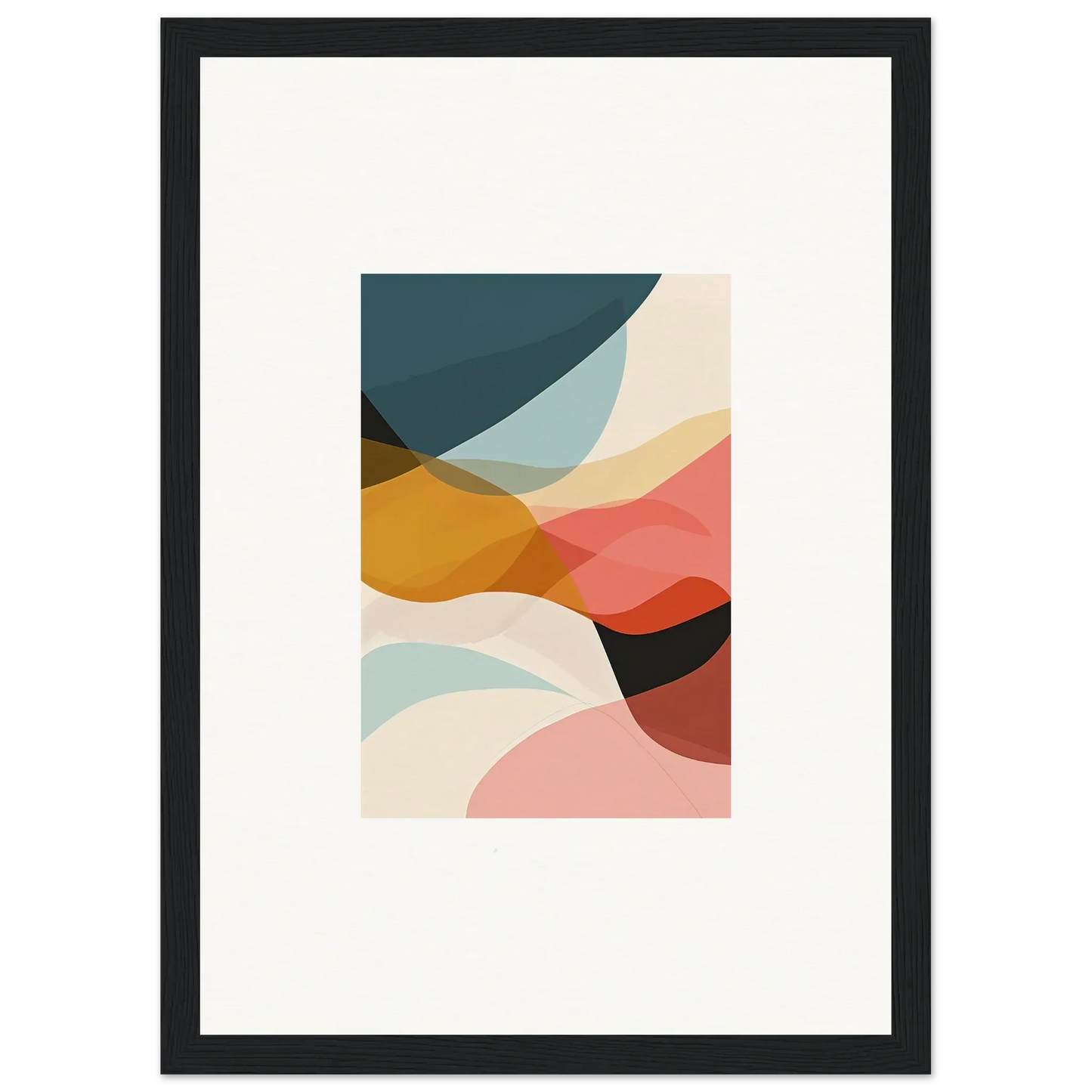 Abstract wall art with curved shapes in muted colors, perfect for room decoration