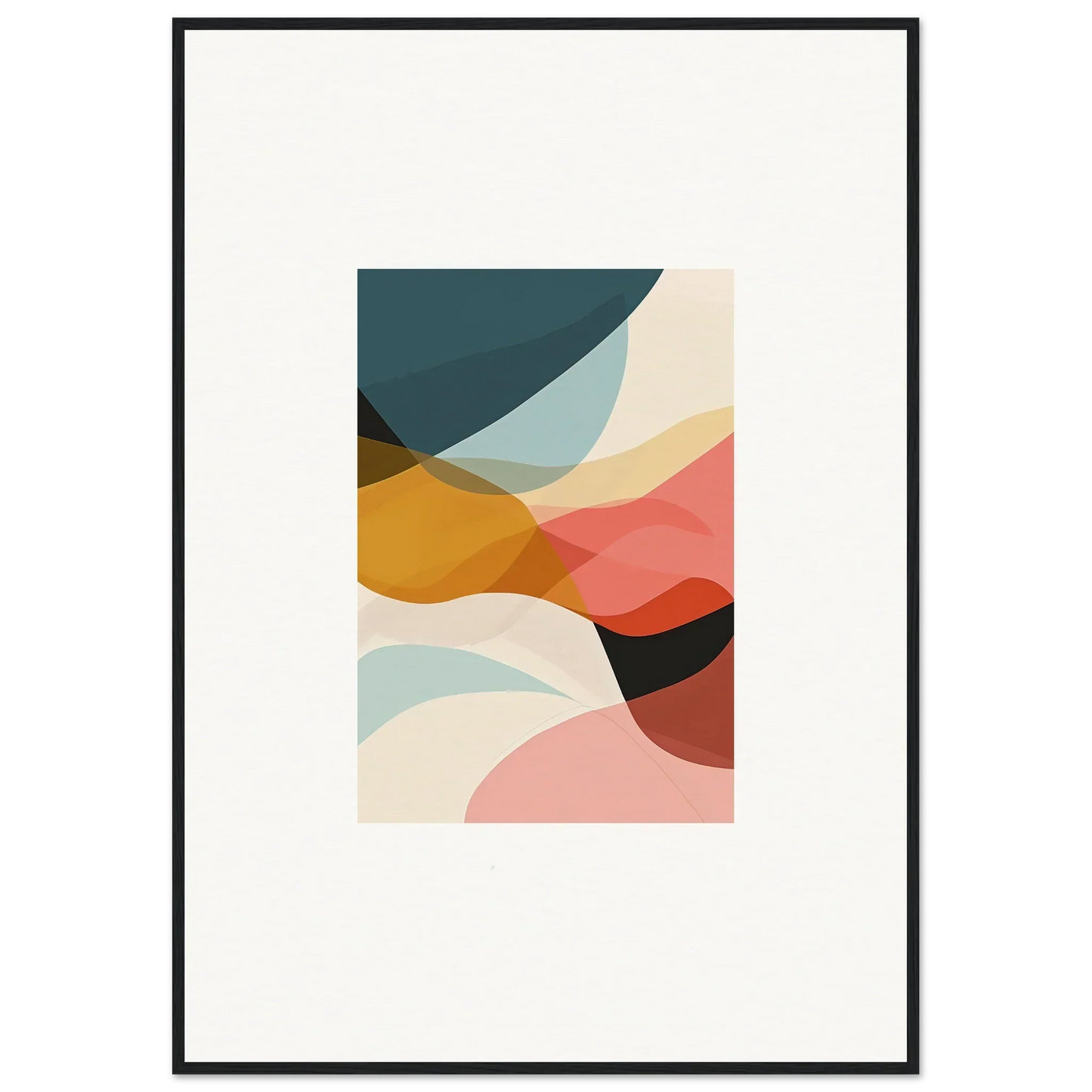 Abstract canvas print with overlapping curved shapes in earthy colors for stylish room decoration