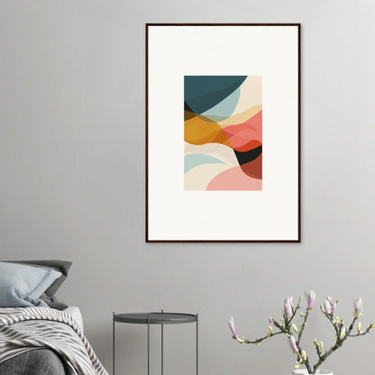 Abstract wall art canvas print with curved shapes in soft pastel and earthy tones