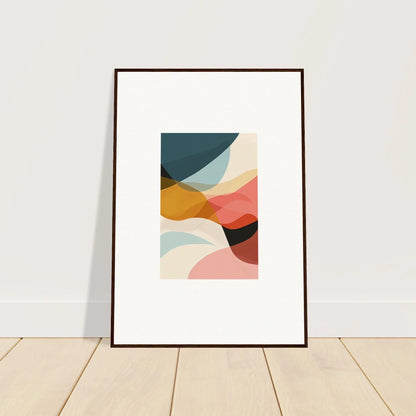 Framed abstract wall art with curved shapes in muted colors for stylish room decoration