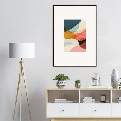 Abstract canvas print featuring curved shapes in muted colors for stylish room decoration