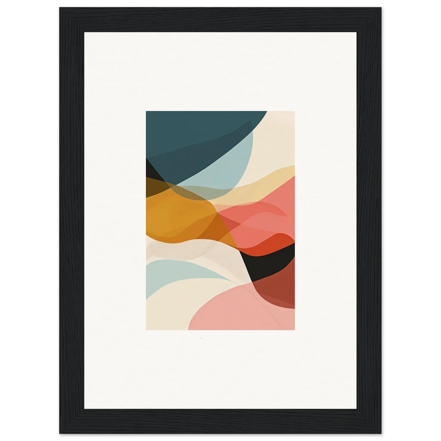 Abstract wall art canvas print with curved shapes in muted colors for room decoration