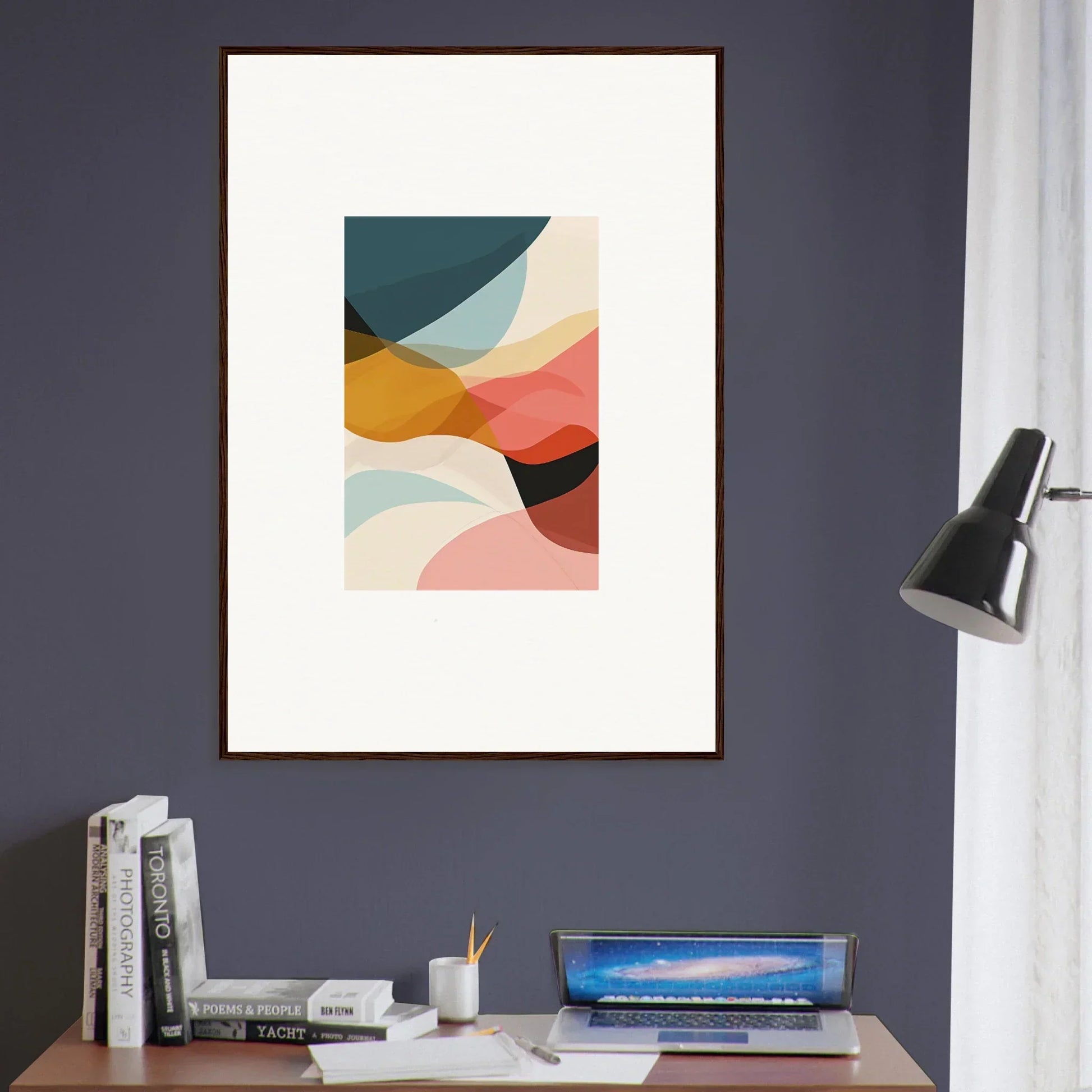 Abstract canvas print with curved pastel shapes, perfect for chic room decoration