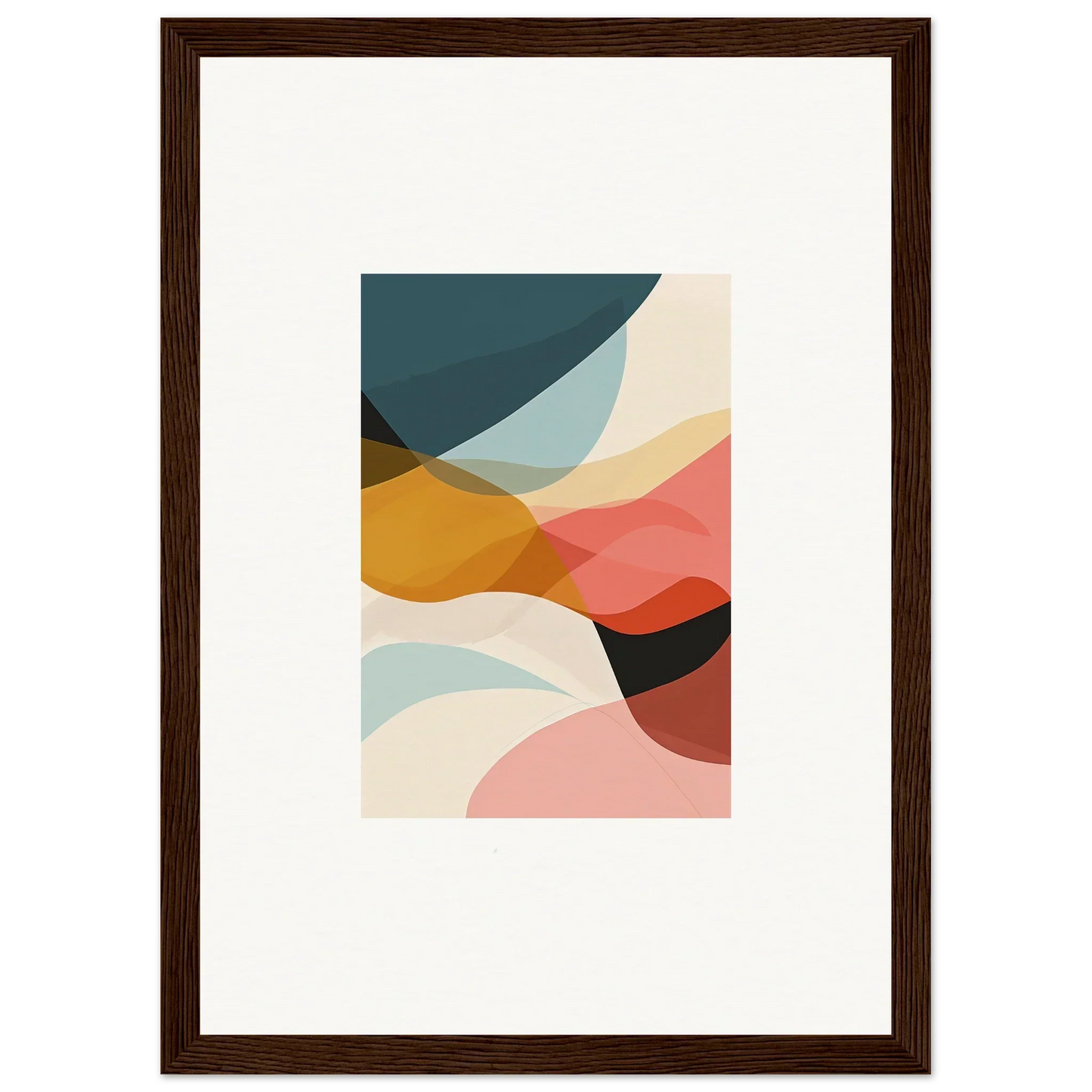 Abstract wall art with curved shapes in muted colors, perfect for room decoration