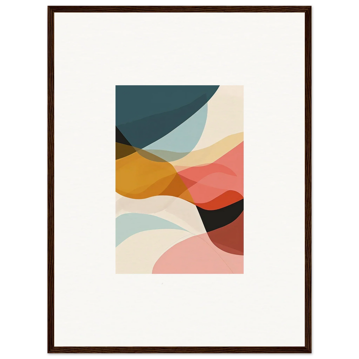 Abstract canvas print with curved shapes in muted colors, perfect for room decoration