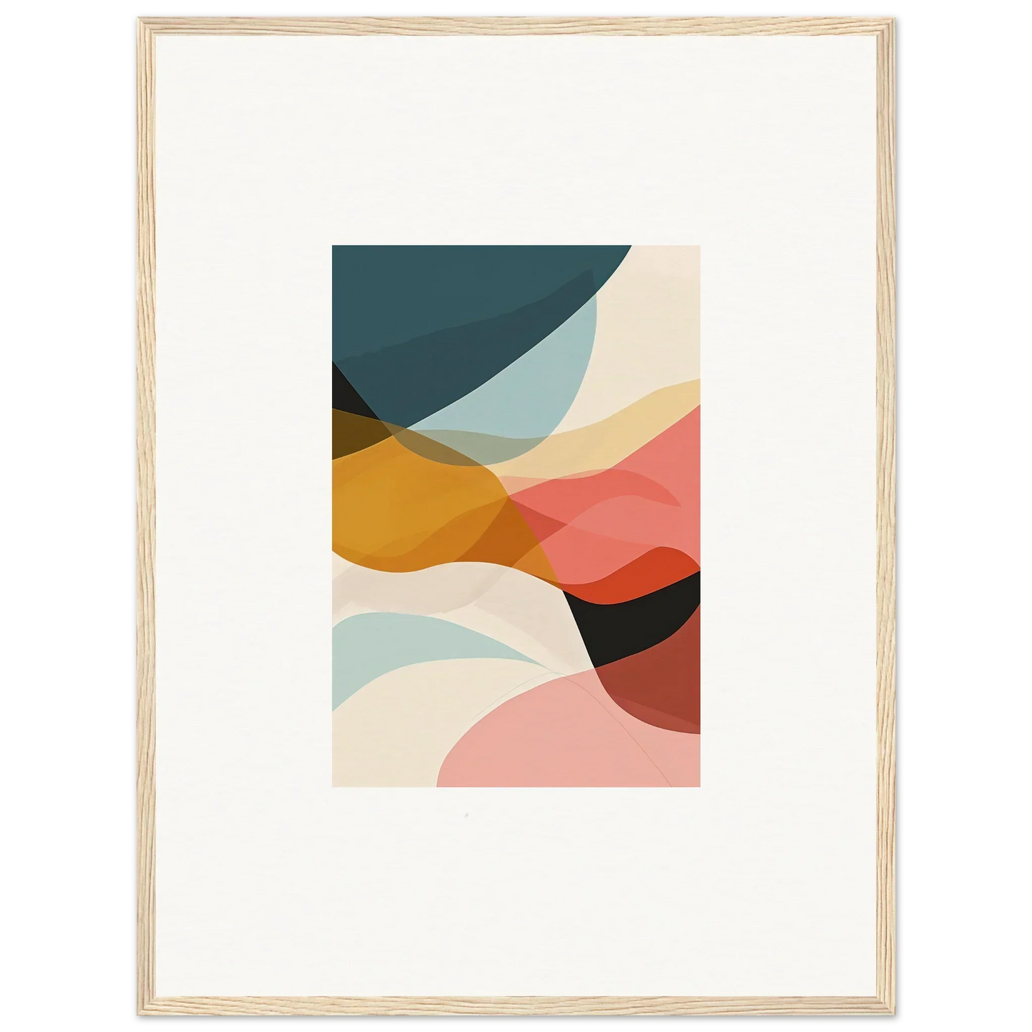 Abstract canvas print of muted curved shapes for trendy room decoration wall art