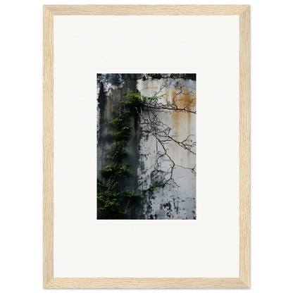 Framed photo of tree branches on a rustic wall, perfect for nature wghhosting decor