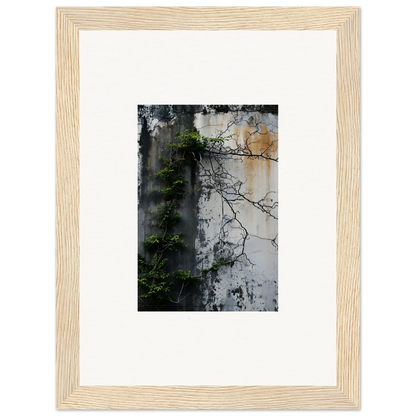 Framed canvas print of a weathered wall with vines for nature wghhosting room decoration