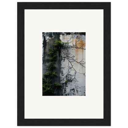 Framed canvas print of a weathered wall with vines perfect for nature wghhosting room decoration