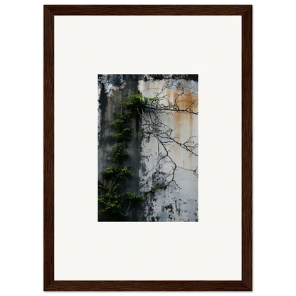 Framed canvas print of a weathered wall with vines, perfect for nature Wghhosting room decoration