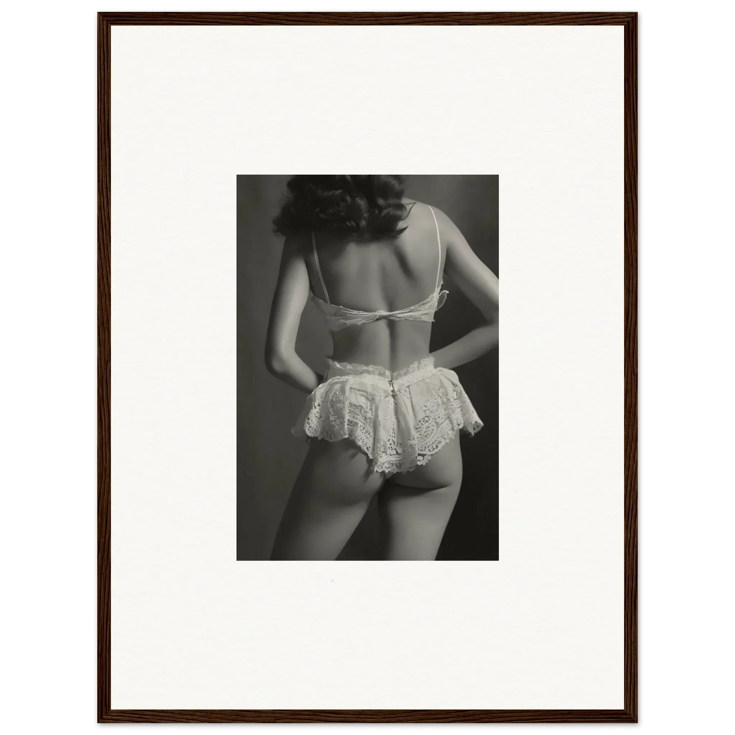 Black and white canvas print of woman in lingerie, perfect for room decoration wall art