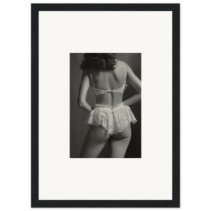 Black and white canvas print of woman in lacy underwear for stylish room decoration