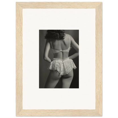 Black and white wall art of a woman in lacy lingerie for chic room decoration