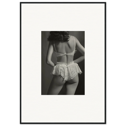 Black and white canvas print of a woman’s back in lacy underwear for stylish room decoration