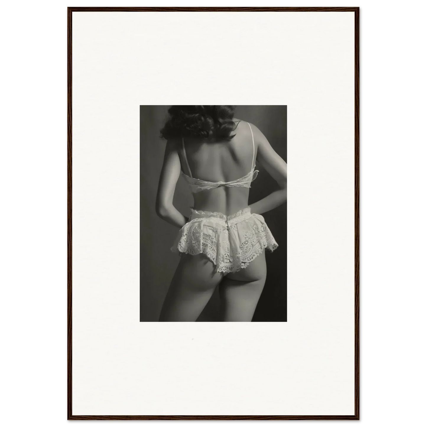 Stylish black and white lingerie photo for chic room decoration canvas print