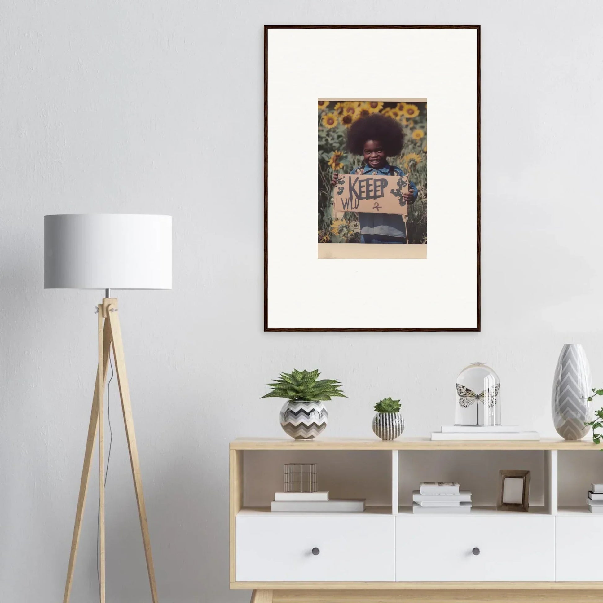 Framed photo of person in Keep shirt for cool freedom symphony room decoration